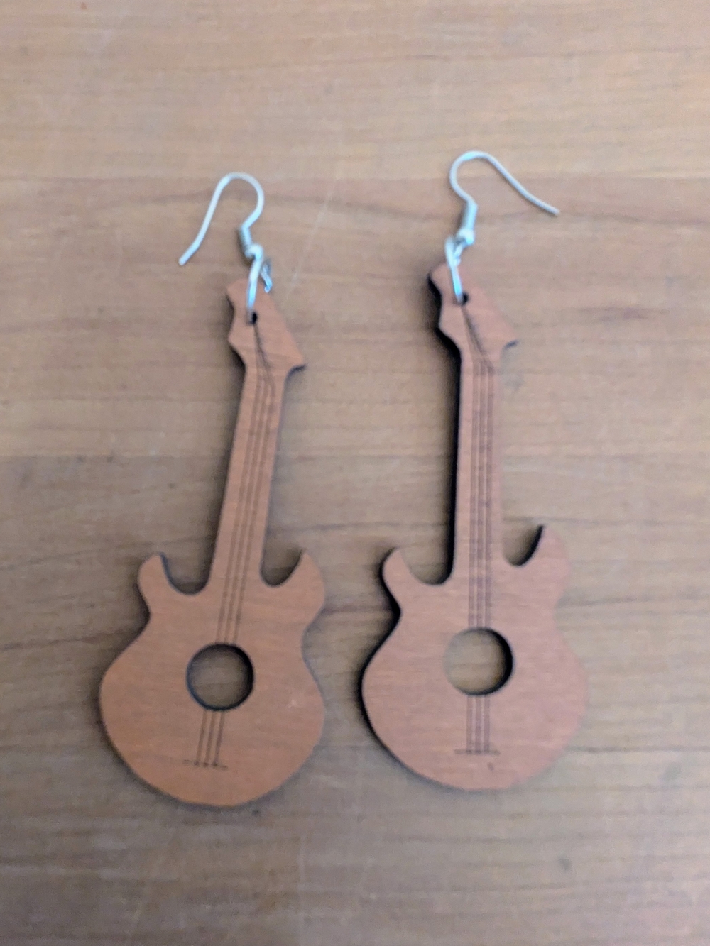 Brown Guitar-Shaped Earrings - Unbranded